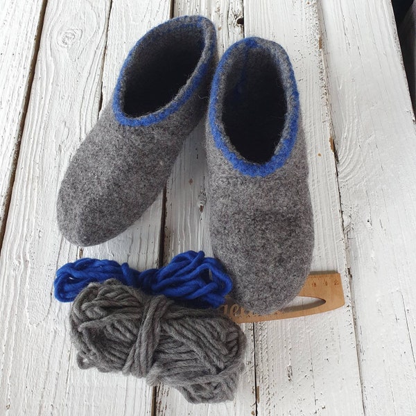 Felted Slippers Gray Uni-Sex Size 38-39 thick slippers made of felt wool