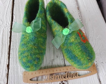 Felt shoes "Waldfee" in size 36-37 green Felt slippers for girls felted slippers made of wool Felt wool