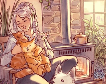 Shadowheart cuddle pile print (Baldur's Gate 3)