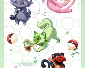 Mewsical Mons sticker sheet