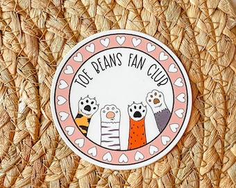 Adesivo Team Toe Beans, Adesivo Toe Beans Fan Club, Regali per gli amanti dei gatti, Adesivi per zampe di gatto, Regali per gatti, Adesivi Cat Lady / ADESIVO SEMI-MATTE