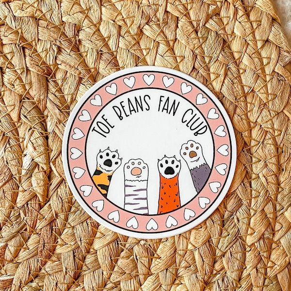 Team Toe Beans Sticker, Toe Beans Fan Club Sticker, Cat Lover Gifts, Cat Paw Stickers, Cat Gifts, Cat Lady Stickers | SEMI-MATTE STICKER