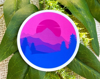 Subtle Bi Pride Landscape Sticker, Bi Pride Stickers, Bisexual Pride Stickers, Lgbtq+ Stickers, Nature Sticker | SEMI-MATTE STICKER