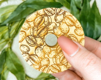 Tapa de bambú grabada en granos de café, vaso de café helado, accesorios para cafetería, tapa de bambú de 70 mm, vaso de café de 16 oz, vaso de café de 20 oz