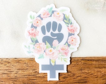 Adesivo femminista floreale, adesivi femminismo, adesivo Girl Power, adesivo per l'uguaglianza, adesivi per laptop, adesivi per bottiglie d'acqua, adesivi in vinile