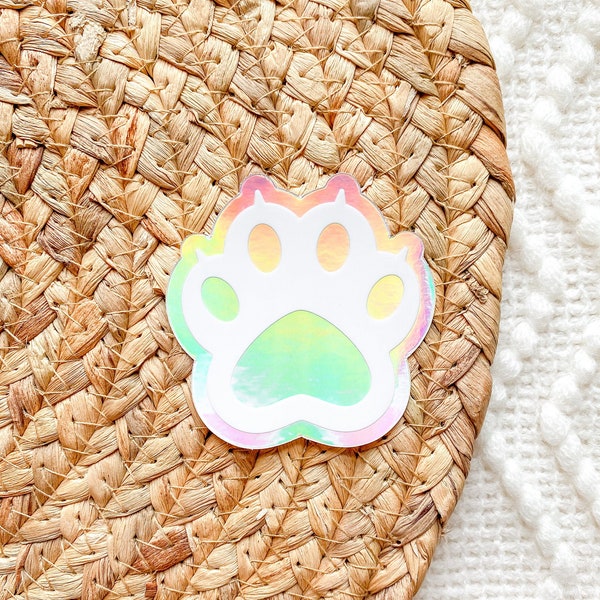 Cat Paw Sticker, Dog Paw Sticker, Cute Cat Stickers, Cat Mom Sticker, Cat Dad Sticker, Crazy Cat Lady Sticker | HOLOGRAPHIC STICKER