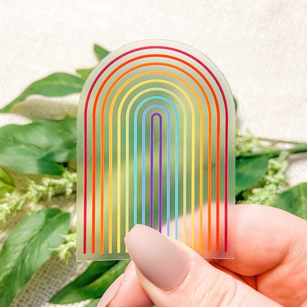 Retro Rainbow Sticker, Boho Rainbow Sticker, Pride Stickers, Colorful Stickers, Laptop Stickers, Water Bottle Stickers  | CLEAR STICKER