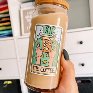 Copo de café para cartas de tarô, copo de café para Halloween, copos para bar de café, copos de café estéticos, copo de café gelado assustador, presentes de Halloween