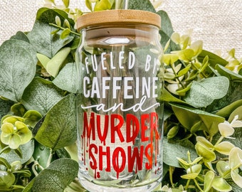 True Crime Iced Coffee Glass, Gifts for Murderino, SSDGM Gifts, Beer Can Glass, MFM Gifts, True Crime Junkie Cup, Aesthetic Glass Can