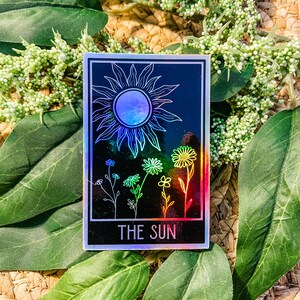 The Sun Tarot Card Sticker, Witchy Stickers, Psychic Stickers, Celestial Stickers, Waterproof Stickers, Witchy Gifts  | HOLOGRAPHIC STICKER