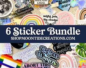 Build Your Own 6 Sticker Bundle, Sticker Bundles, Laptop Stickers, Water Bottle Stickers, Vinyl Stickers, Cute Stickers, Moontide Creations
