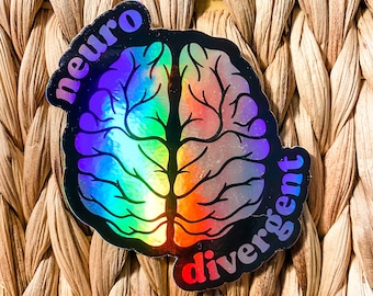 Neurodivergent Sticker, Neurodiversity Sticker, Mental Health Stickers, Brain Stickers, Diversity Stickers | HOLOGRAPHIC STICKER