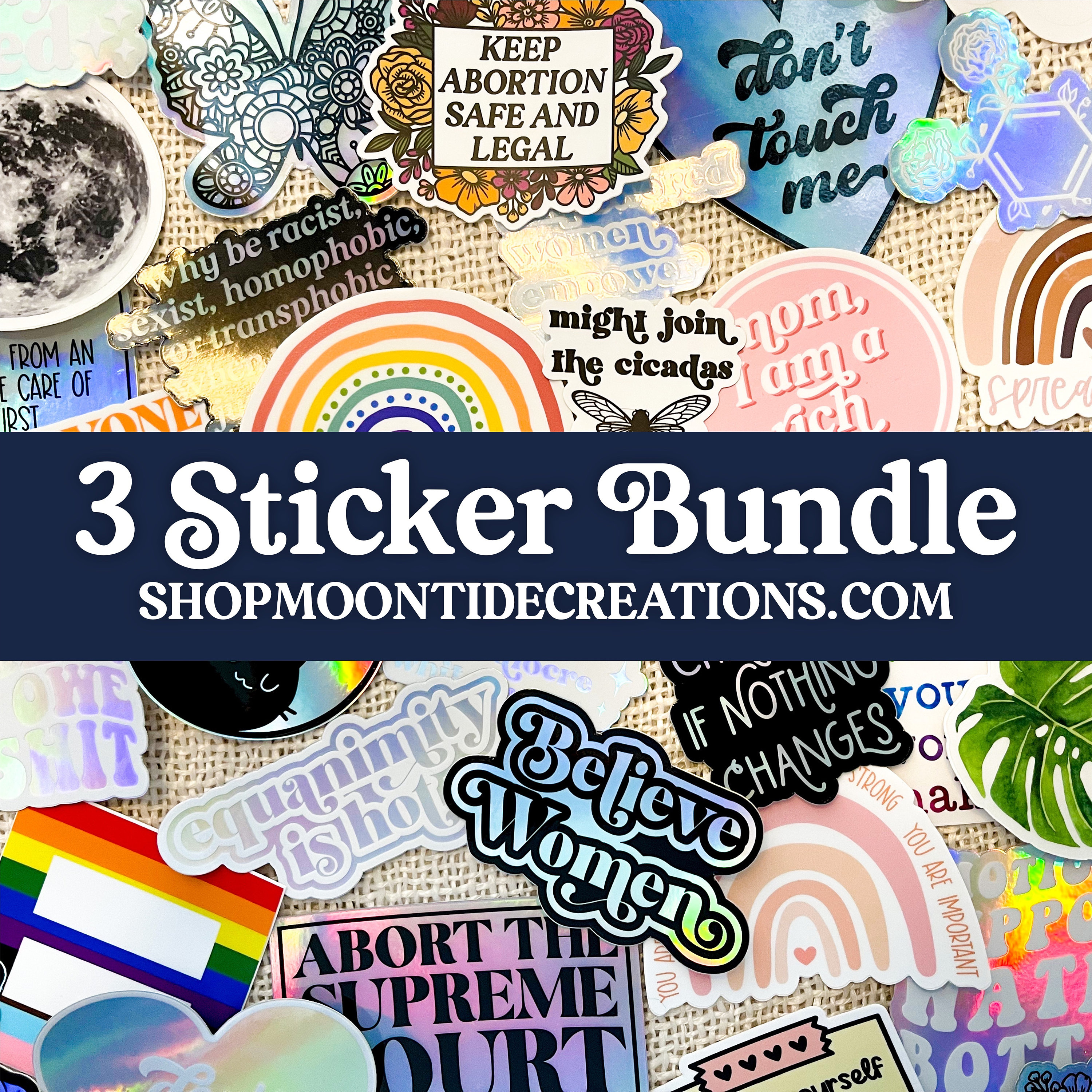 Build Your Own 3 Sticker Bundle, Sticker Bundles, Laptop Stickers, Water Bottle Stickers, Vinyl Stickers, Cute Stickers, Moontide Creations