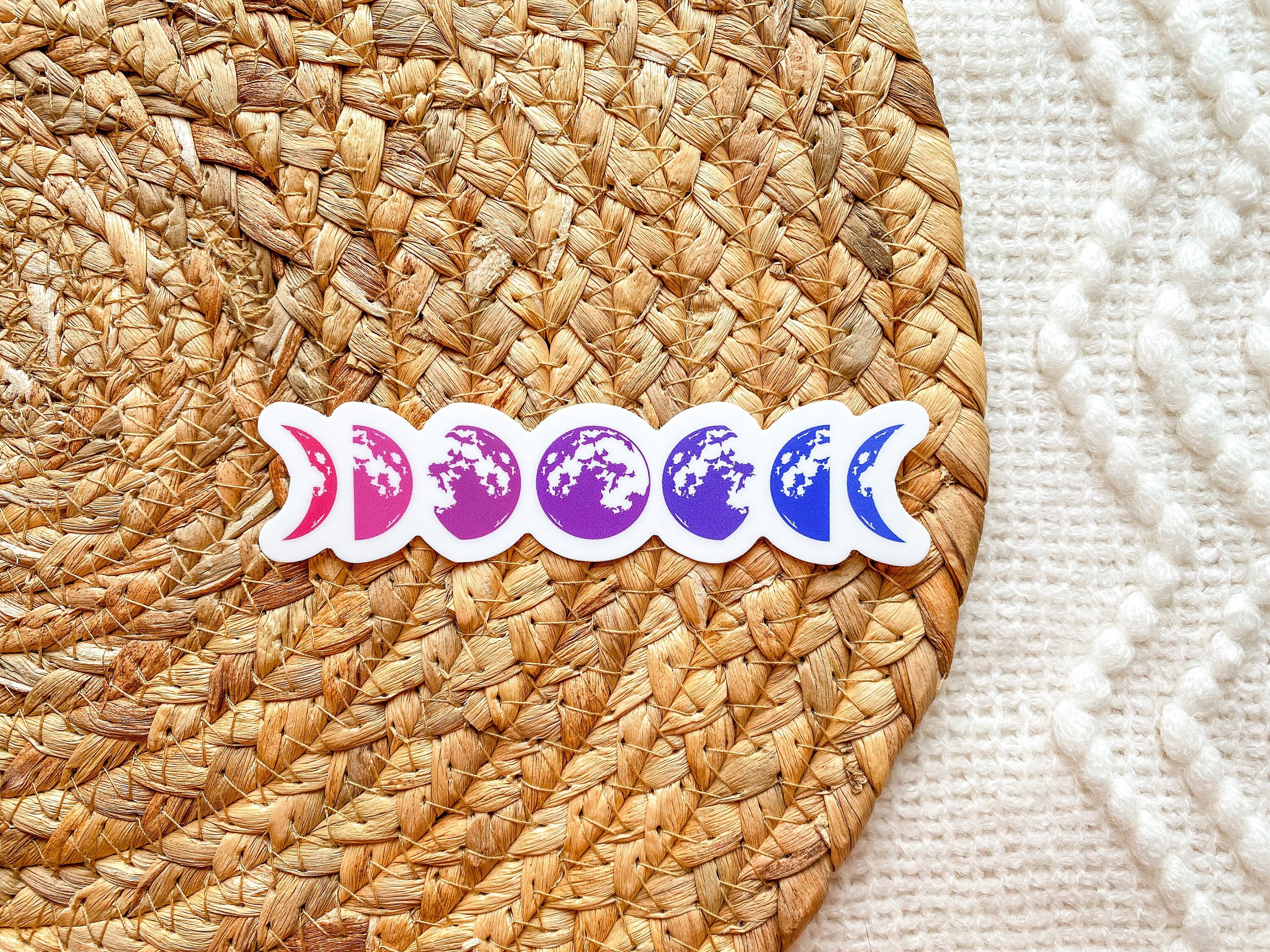 Bi Pride Sticker, Moon Phase Sticker, Bisexual Stickers, Subtle Pride Stickers, Lgbtq+ Stickers, Equality Stickers | SEMI-MATTE STICKER