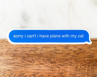 Pegatina de humor de gato, lo siento, no puedo tener planes con mi gato, pegatinas para portátiles, pegatinas de botellas de agua, pegatinas de vinilo