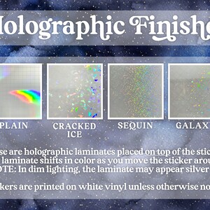 a poster describing how to use holographic finishes