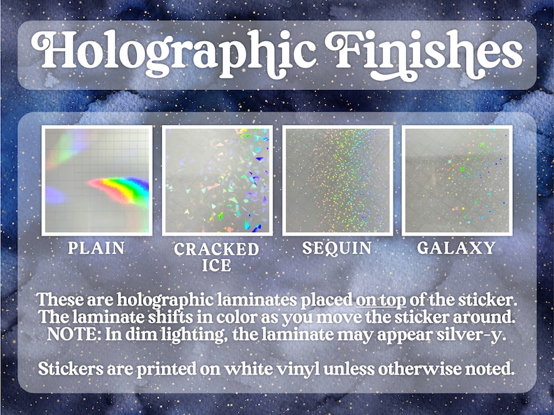 a poster describing how to use holographic finishes