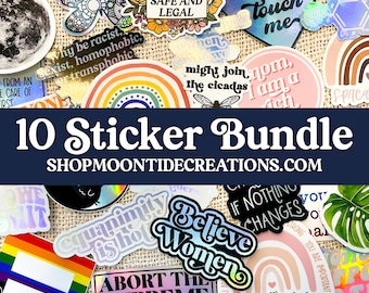 Build Your Own 10 Sticker Bundle, Sticker Bundles, Laptop Stickers, Water Bottle Stickers, Vinyl Stickers, Moontide Creations