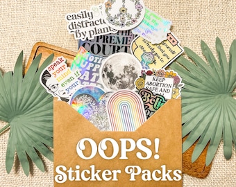 OOPS STICKER PACK | Flawed But Still Worthy Sticker Pack, Imperfect Stickers, B Grade Stickers, Discounted Stickers, Sticker Grab Bag