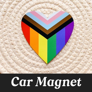 Progressive Pride Flag Magnet, Auto Magnet, Car Magnet, Daniel Quasar Flag Magnet, Pride Stickers, LGBTQ Magnet, Equality Car Magnet