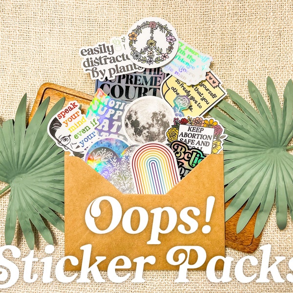 OOPS STICKER PACK | Flawed But Still Worthy Sticker Pack, Imperfect Stickers, B Grade Stickers, Discounted Stickers, Sticker Grab Bag