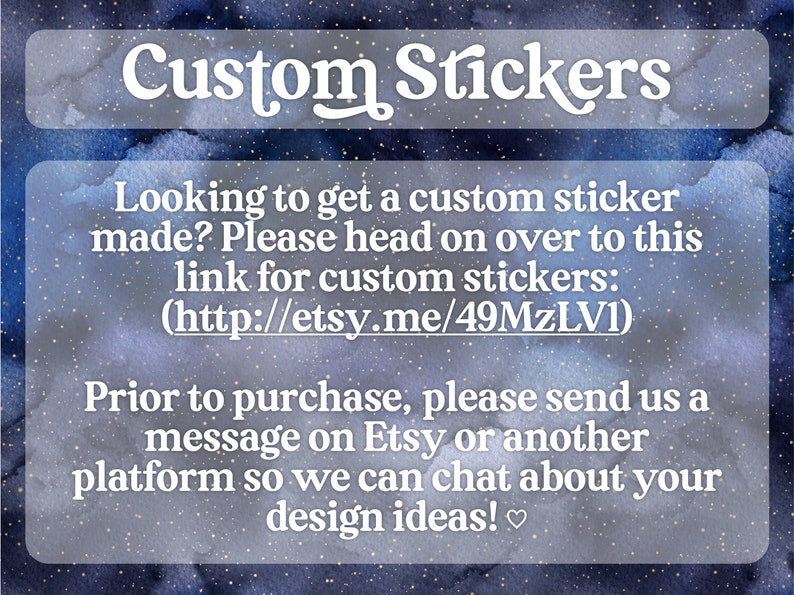 a sign that says custom stickers looking to get a custom sticker made?