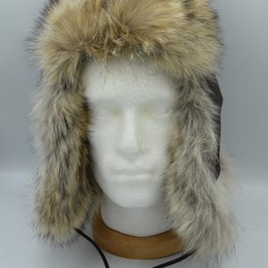 Unisex Real Coyote Fur Trapper Hat