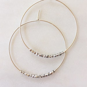Silver Hoops with Silver Czech Glass Beads
