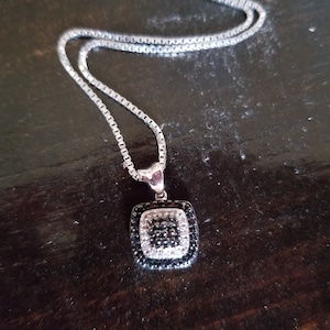 Sterling Silver White and Black Diamond Pendant