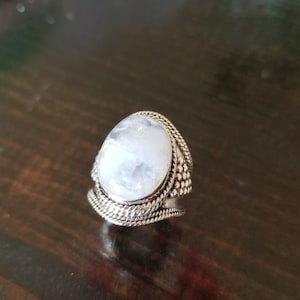 Moonstone Oval Boho Ring