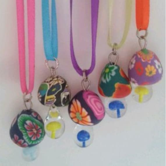 Alice in Wonderland Psychedelic Mushroom Necklace - image 1