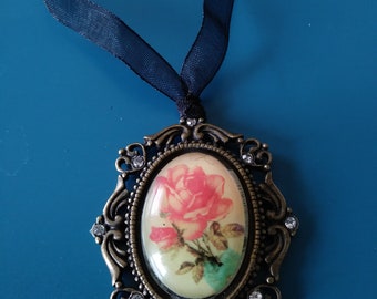 Rose Cameo Kristall Halskette