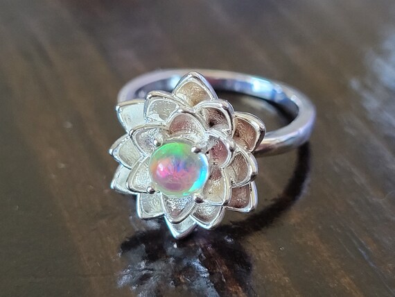 Rainbow Crystal Lotus Ring