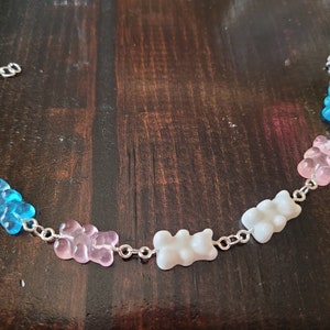 Cute Kawaii Gummy Bear Trans Pride Candy Bracelet