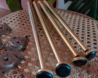 Mid Century Tapered Brass Furniture Legs Set of 4