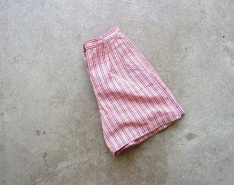 90s Plaid Cotton Shorts | Colorful Pink Orange Striped Pleated Shorts | 90s High Waist Summer Shorts