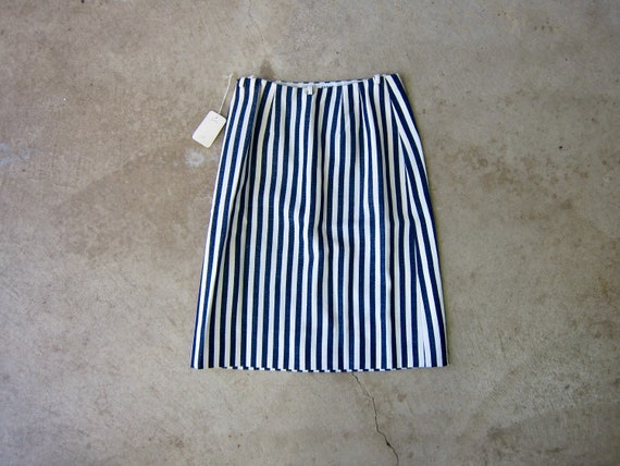70s BILL BLASS Striped Wool Pencil Skirt