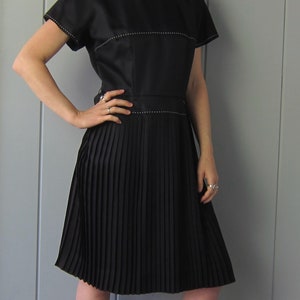 1950s Mid Century Dress Black Vintage Modern Cocktail Dress