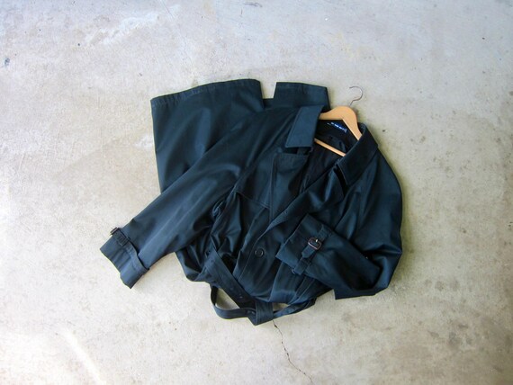 90s RALPH LAUREN Navy Blue Trench Coat | Vintage Double Breasted