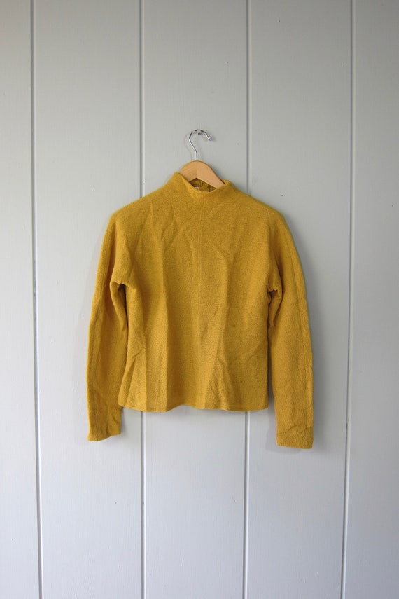 60s Woven Wool Top | Vintage Golden Rod Yellow So… - image 1
