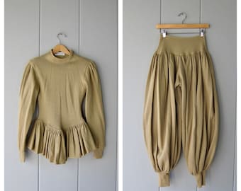 Kamali Norma Sweatshirt Set | Two Piece Military Streetwear Sweatshirt & Hammer Pants | 18008 Kamali Designer Set | Minimalist Comfort Wear