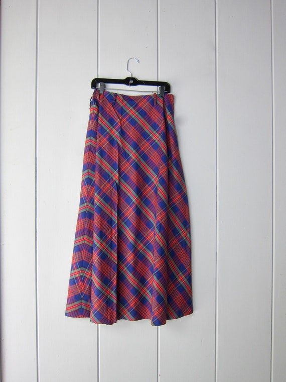 70s Anne Klein Tartan Maxi Skirt | Plaid Peasant … - image 7