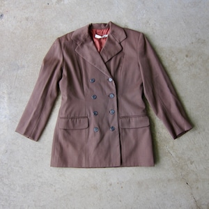 90s Vintage Brown Wool Blazer: TWEEDS Double Button Jacket
