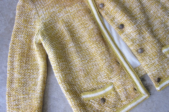 Vintage 1960s Yellow Lace Knit Sweater / S