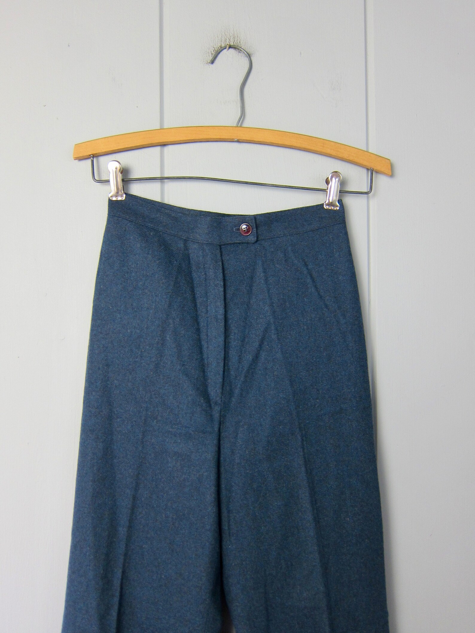 80s Dark Blue Wool Trousers Vintage Modern Navy Wool Pants Etsy