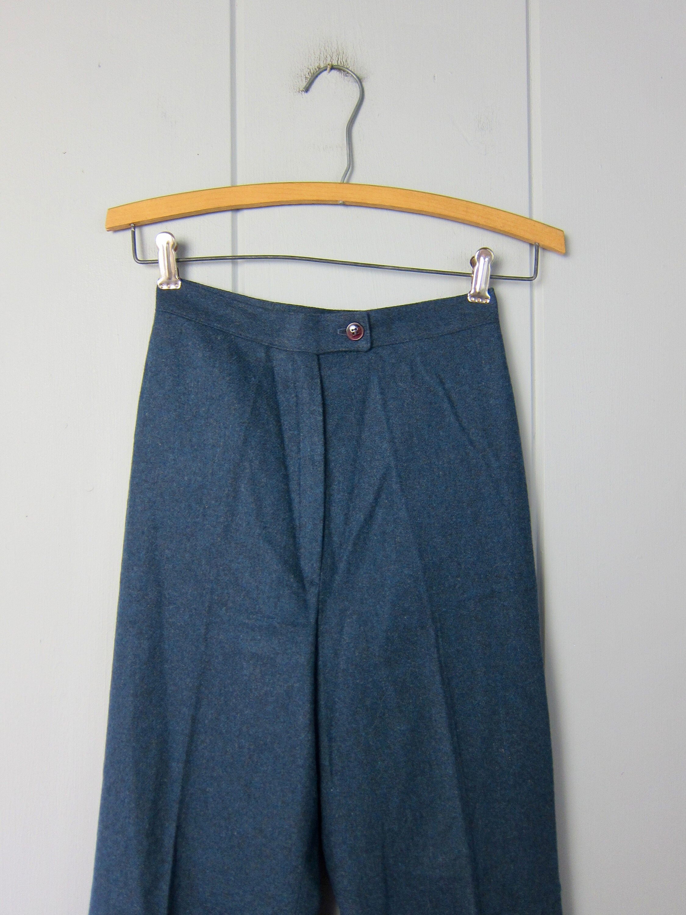 80s Dark Blue Wool Trousers Vintage Modern Navy Wool Pants | Etsy