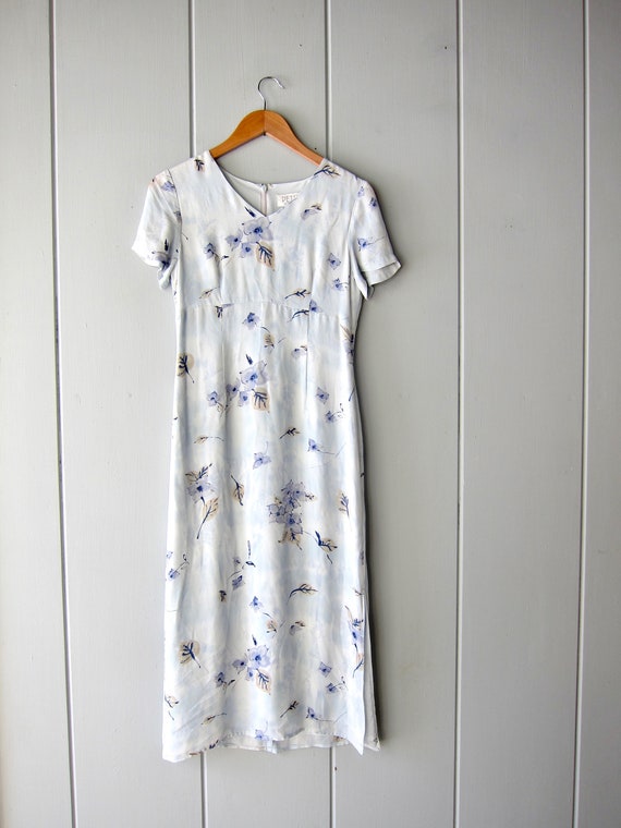 Silk Floral Midi Dress | Minimal Short Sleeve Flo… - image 7