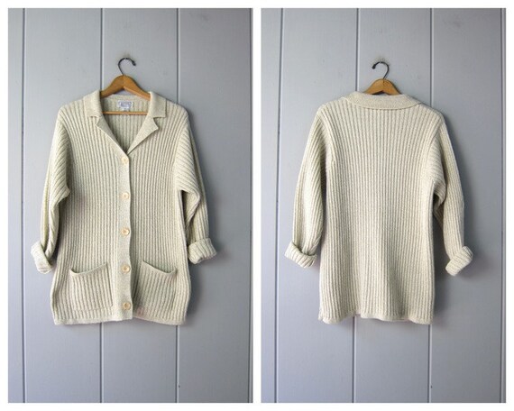 Long Ribbed Cardigan Sweater | 90s Natural Oatmeal
