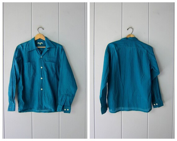 1950s Textured Nylon Button Up Shirt | Crinkled Te