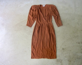 80s Puff Sleeve Wiggle Dress with Pockets